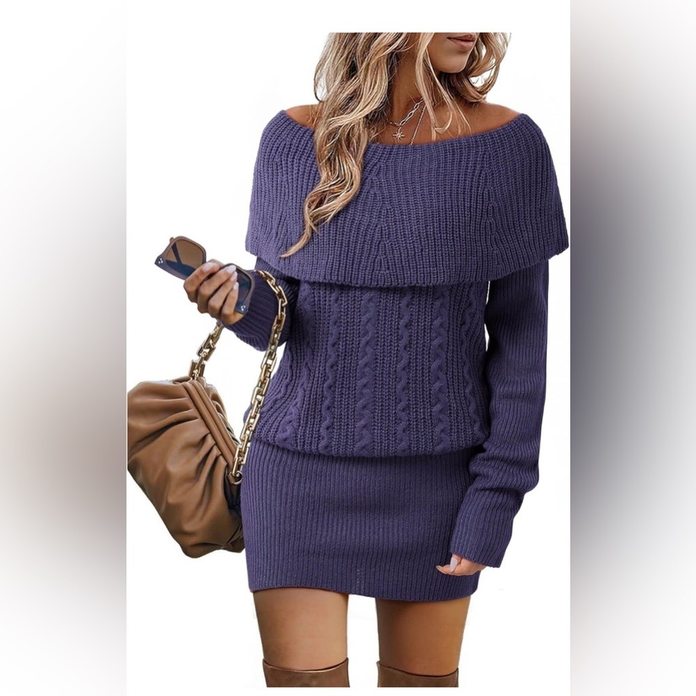 🆕Elegant Off-Shoulder Sweater Dress